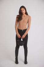 Carol | Performance Crewneck Riding Top | Leather Rib