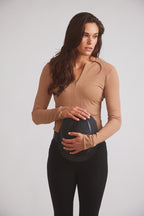 Carol | Performance Crewneck Riding Top | Leather Rib