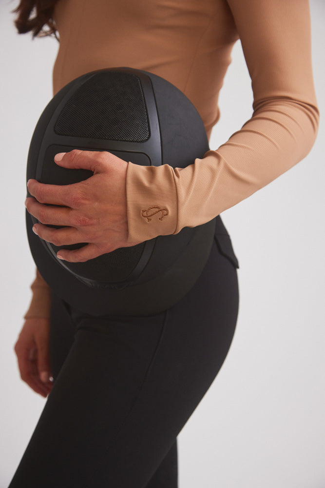 Carol | Performance Crewneck Riding Top | Leather Rib