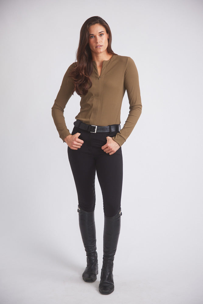 Carol | Performance Crewneck Riding Top | Force Rib