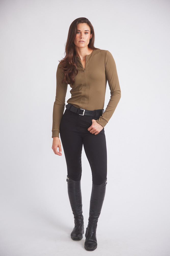 Carol | Performance Crewneck Riding Top | Force Rib