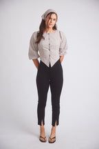Leona | Checkered Puff-Sleeve Blouse | Coco Plaid