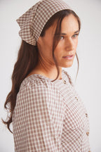 Leona | Checkered Puff-Sleeve Blouse | Coco Plaid
