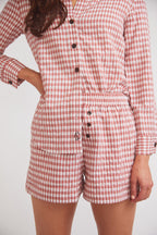 Kaley | Seersucker Gingham Button Down | Cherry Pie