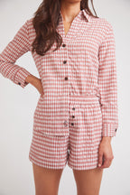 Kaley | Seersucker Gingham Button Down | Cherry Pie