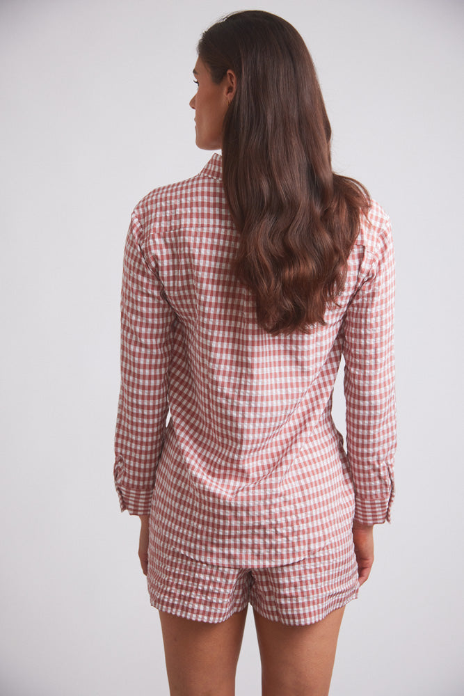 Kaley | Seersucker Gingham Button Down | Cherry Pie