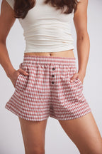 Kent | Cherry Check Cotton Boxer Short | Red Gingham
