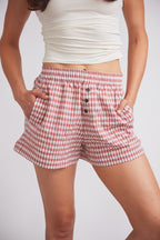 Kent | Cherry Check Cotton Boxer Short | Red Gingham