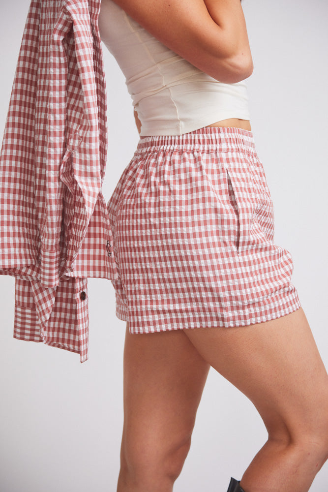 Kent | Cherry Check Cotton Boxer Short | Red Gingham
