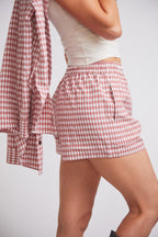 Kent | Cherry Check Cotton Boxer Short | Red Gingham