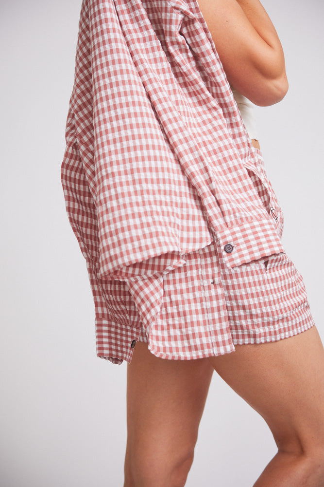 Kent | Cherry Check Cotton Boxer Short | Red Gingham