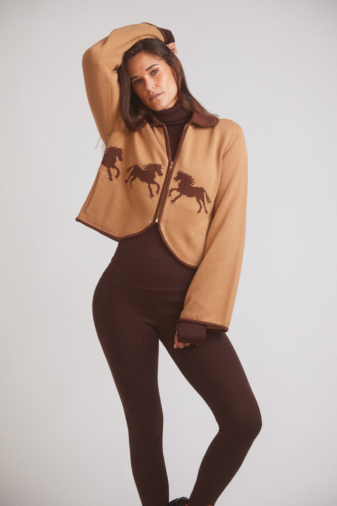 Parker | Cropped Equestrian Sweater | Wild Horses