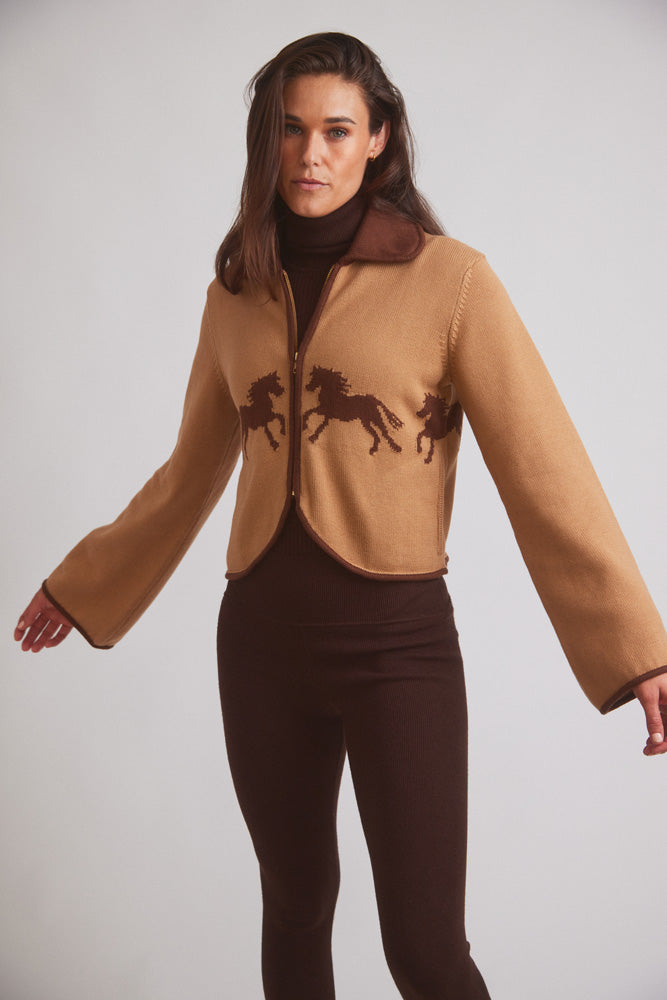 Parker | Cropped Equestrian Sweater | Wild Horses