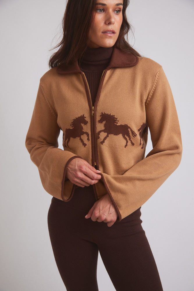 Parker | Cropped Equestrian Sweater | Wild Horses