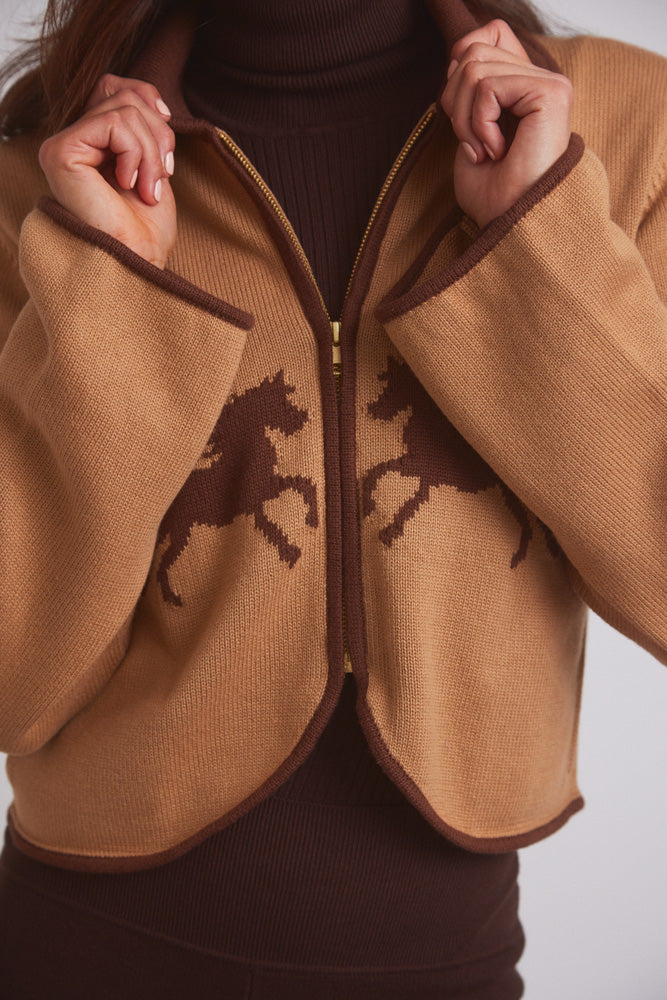Parker | Cropped Equestrian Sweater | Wild Horses