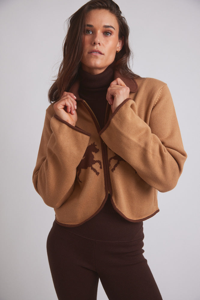 Parker | Cropped Equestrian Sweater | Wild Horses