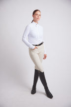 Katie | Long Sleeve Zip-Up Riding Top | Bright White Chrome