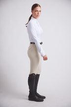 Katie | Long Sleeve Zip-Up Riding Top | Bright White Chrome