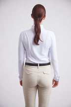 Katie | Long Sleeve Zip-Up Riding Top | Bright White Chrome