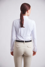 Isabel | Long Sleeve Equestrian Show Shirt | Bright White Chrome