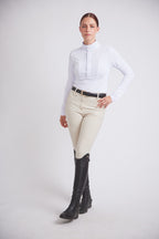 Isabel | Long Sleeve Equestrian Show Shirt | Bright White Chrome