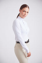 Isabel | Long Sleeve Equestrian Show Shirt | Bright White Chrome