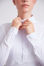 Isabel | Long Sleeve Equestrian Show Shirt | Bright White Chrome