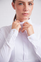 Isabel | Long Sleeve Equestrian Show Shirt | Bright White Chrome