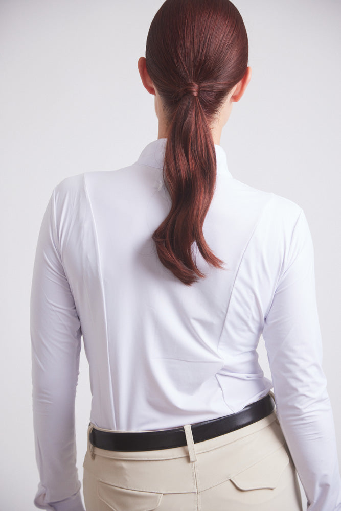 Isabel | Long Sleeve Equestrian Show Shirt | Bright White Chrome