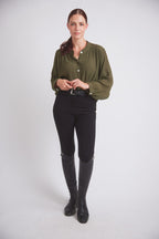 Lee | Mandarin Collar Button Blouse | Moss Green