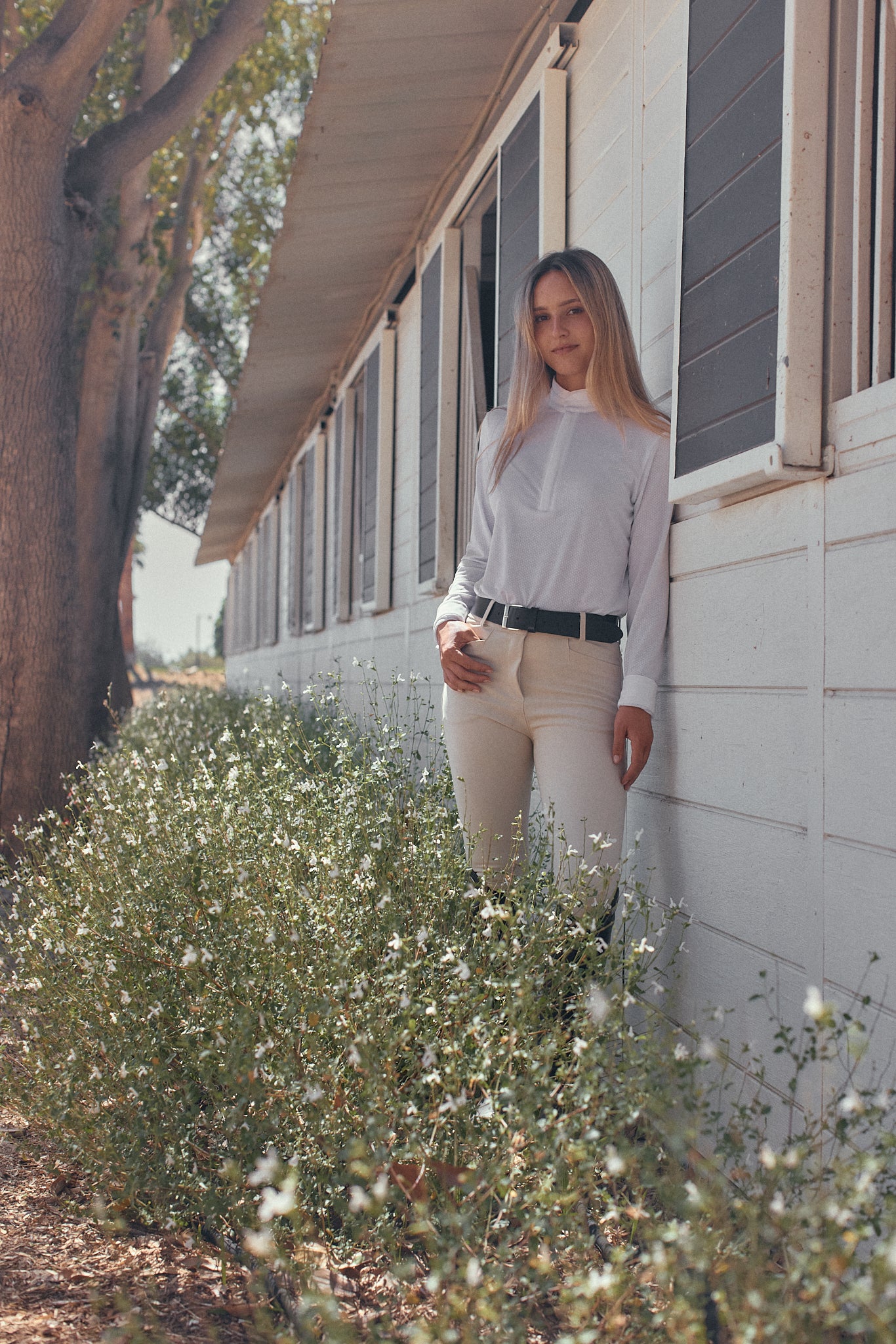 Stella | High Performance Honeycomb Mesh | Long Sleeve Show-shirt | White