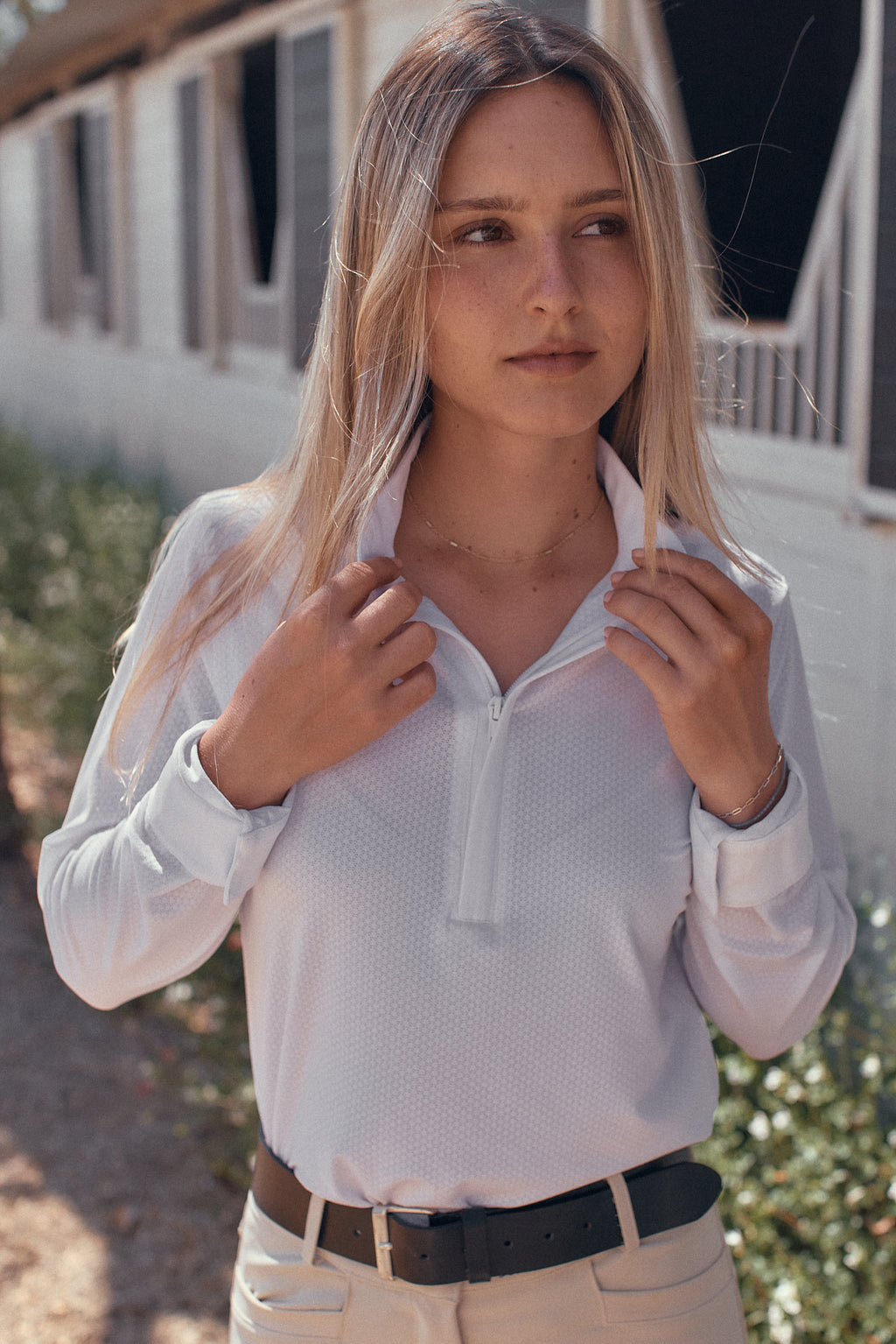 Stella | High Performance Honeycomb Mesh | Long Sleeve Show-shirt | White