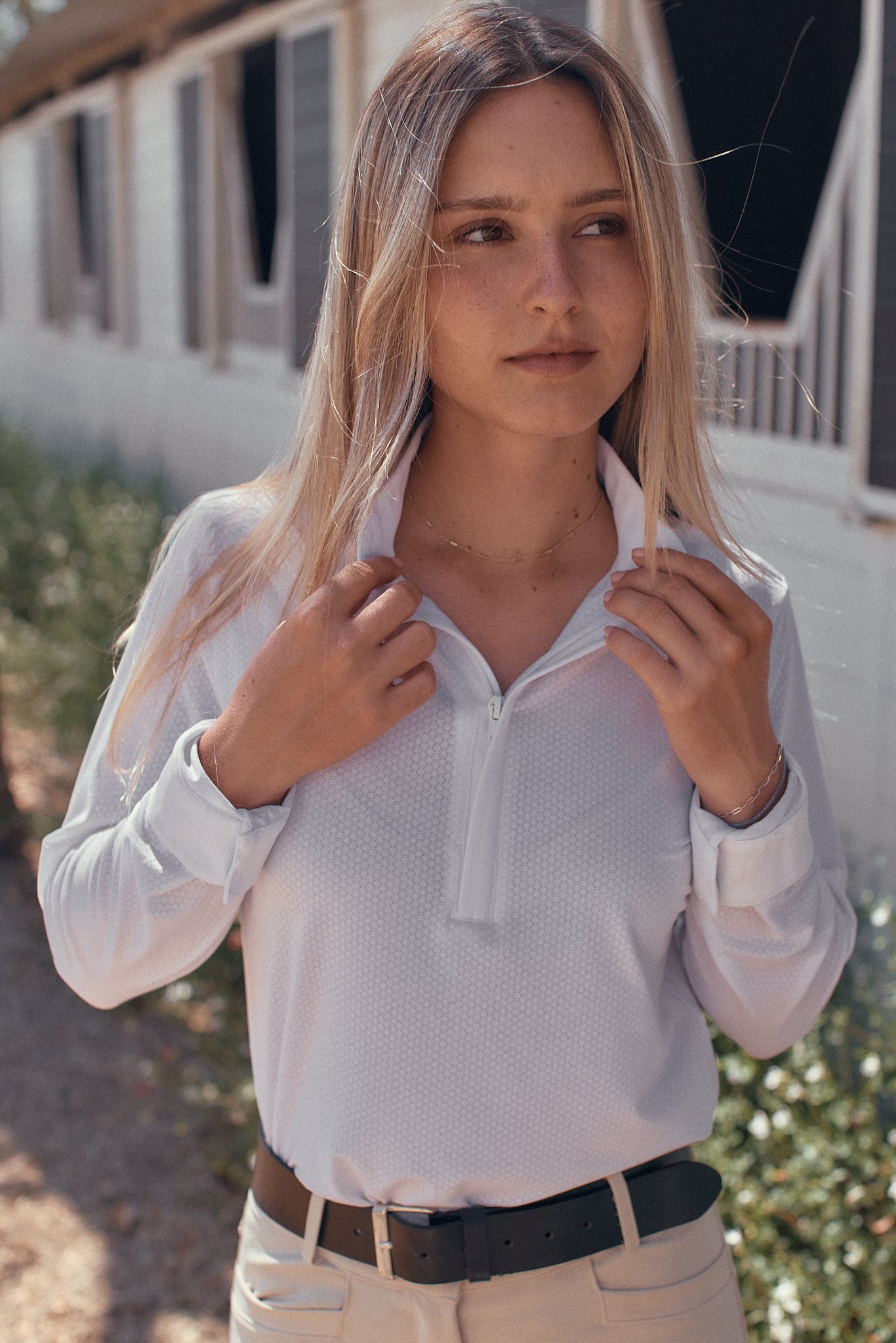 Stella | High Performance Honeycomb Mesh | Long Sleeve Show-shirt | White
