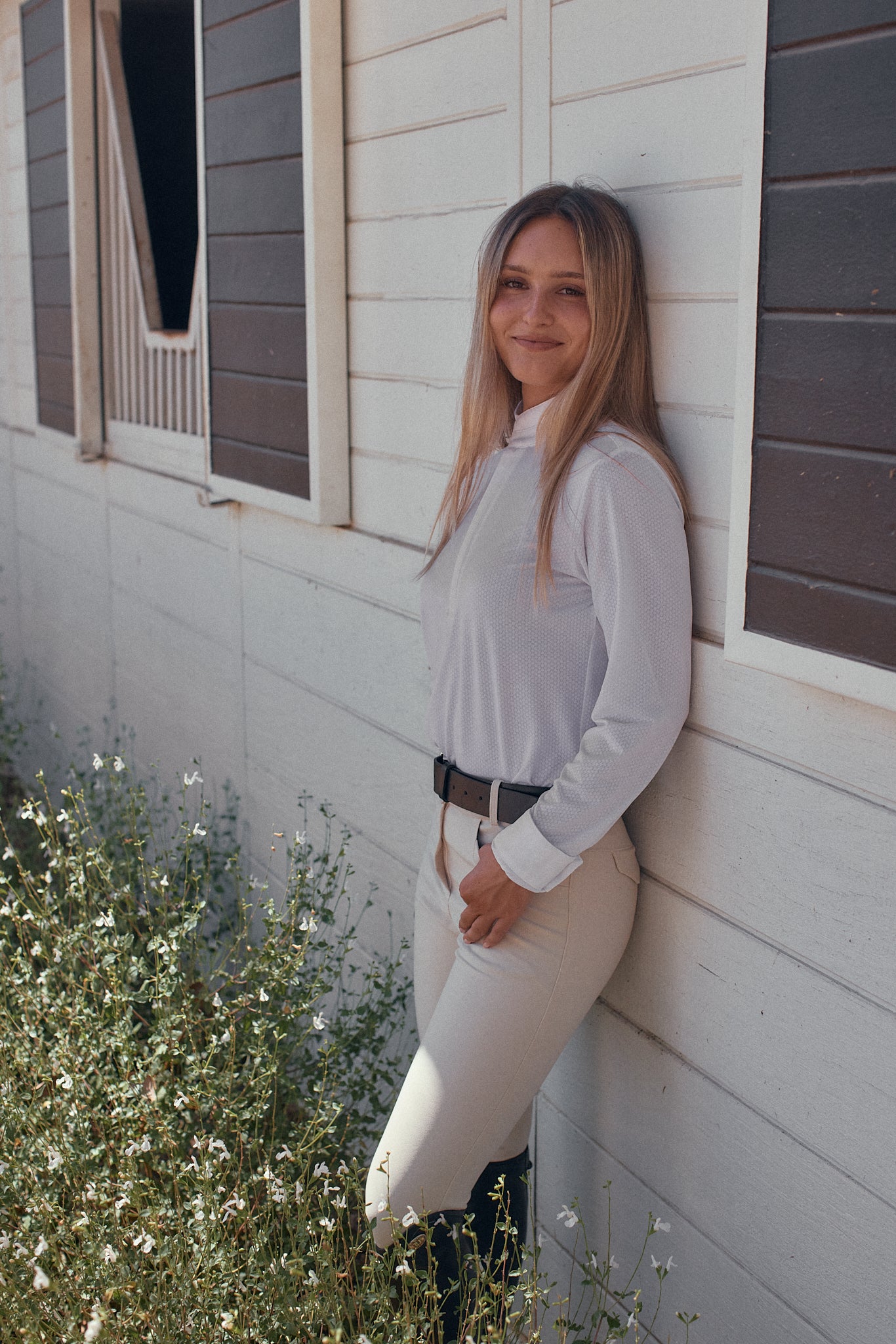 Stella | High Performance Honeycomb Mesh | Long Sleeve Show-shirt | White
