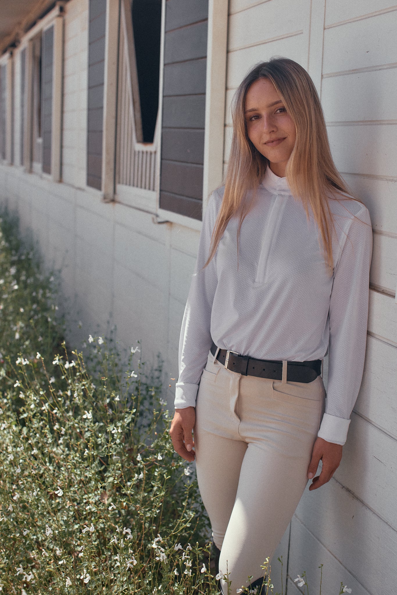 Stella | High Performance Honeycomb Mesh | Long Sleeve Show-shirt | White