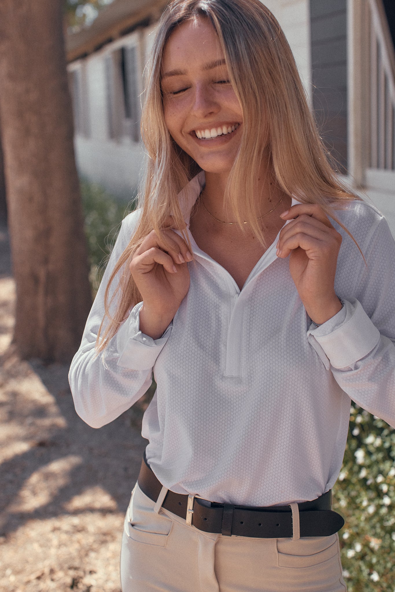 Stella | High Performance Honeycomb Mesh | Long Sleeve Show-shirt | White