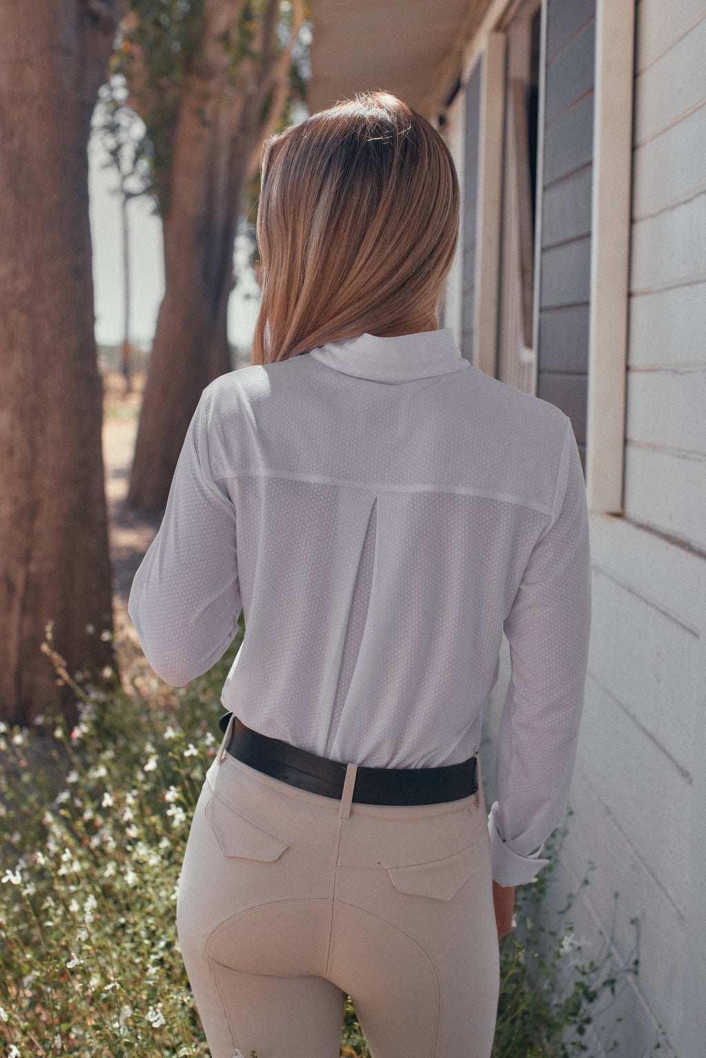 Stella | High Performance Honeycomb Mesh | Long Sleeve Show-shirt | White