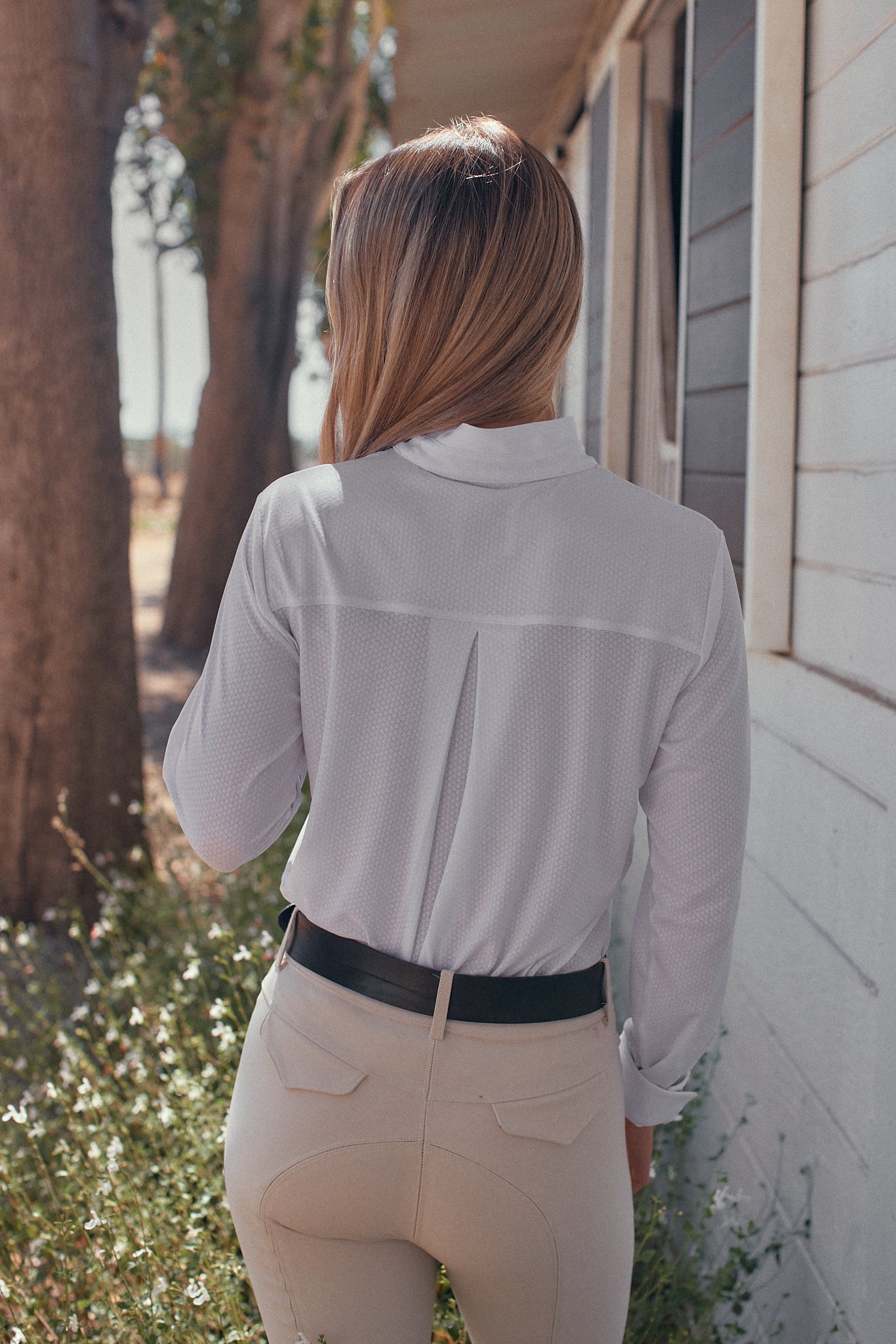 Stella | High Performance Honeycomb Mesh | Long Sleeve Show-shirt | White