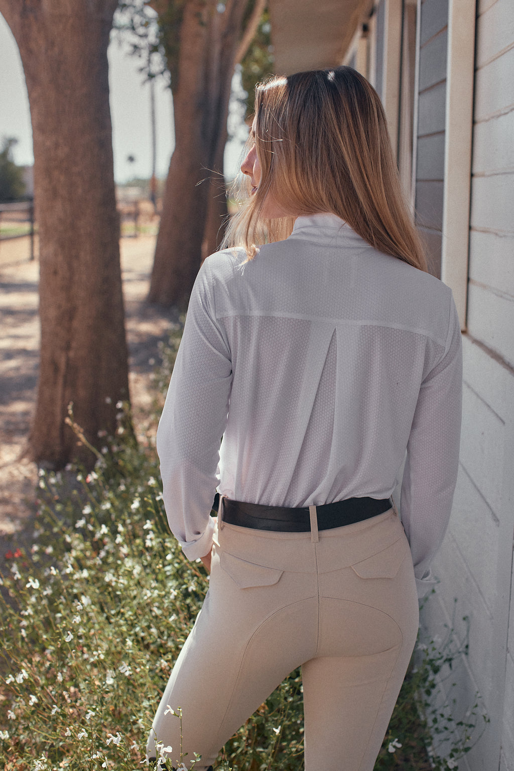 Stella | High Performance Honeycomb Mesh | Long Sleeve Show-shirt | White