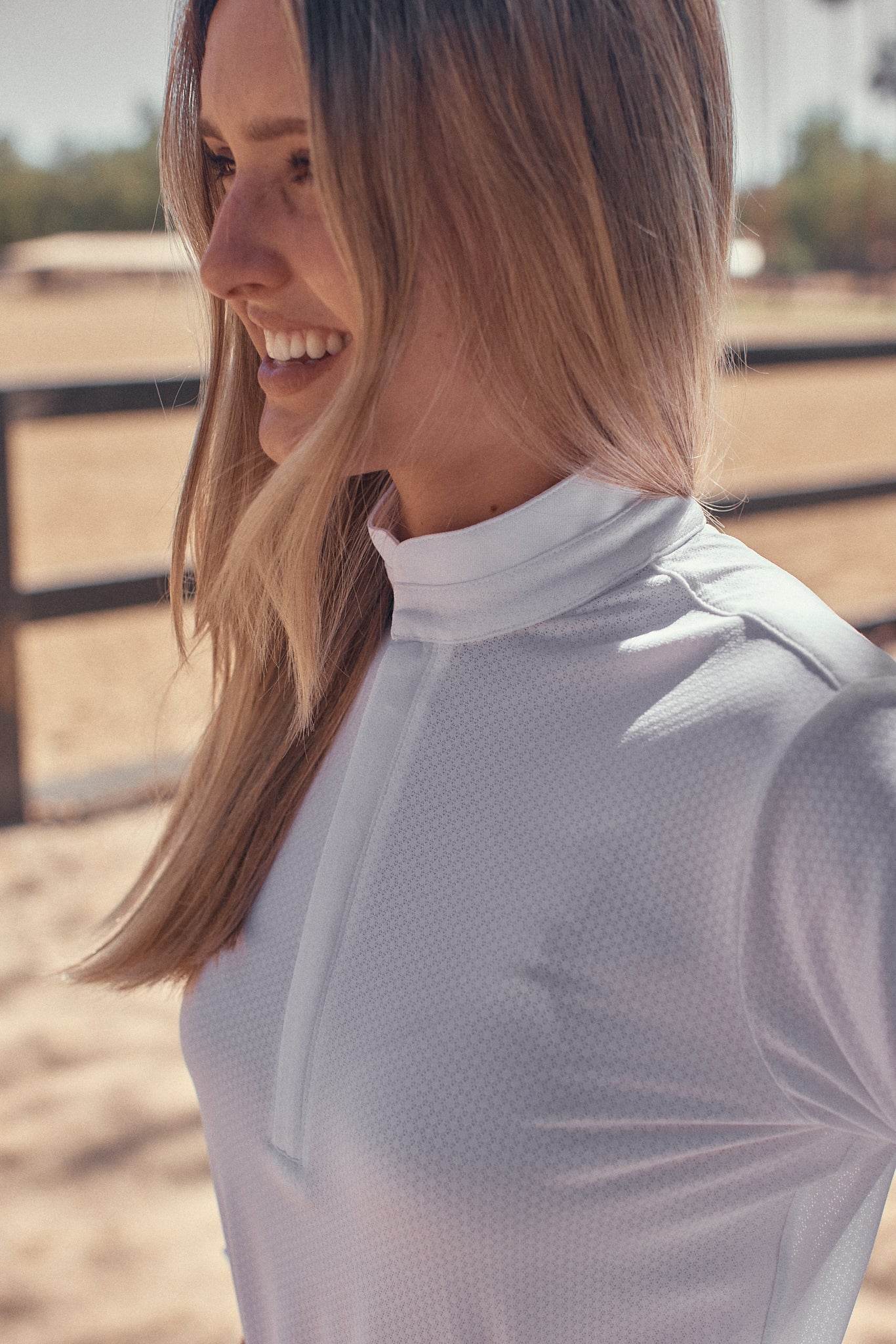 Stella | High Performance Honeycomb Mesh | Long Sleeve Show-shirt | White