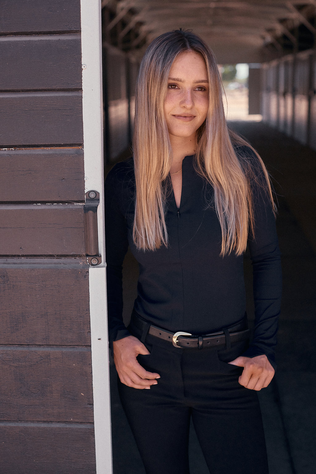 Carol | Performance Crewneck Riding Top | Jet Rib