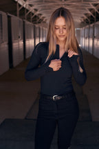 Carol | Performance Crewneck Riding Top | Jet Rib