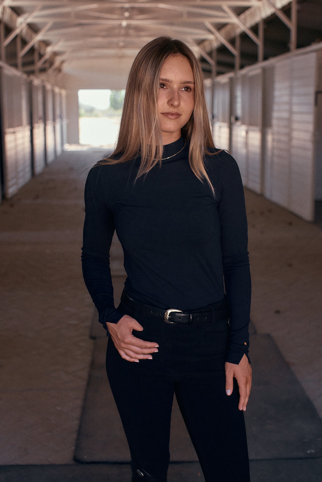 Mel Mock Neck | Italian Rib | Long Sleeve Schooling Top | Jet