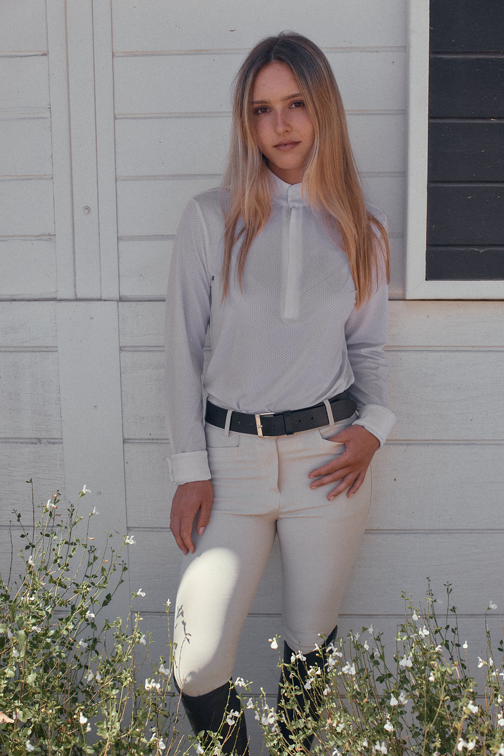 Stella | High Performance Honeycomb Mesh | Long Sleeve Show-shirt | White