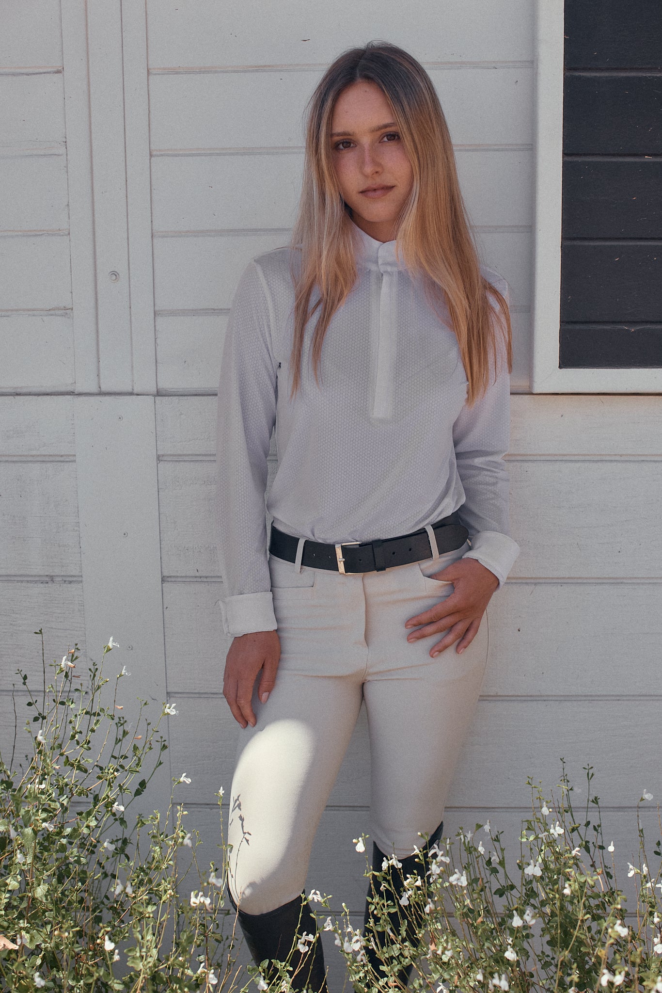 Stella | High Performance Honeycomb Mesh | Long Sleeve Show-shirt | White