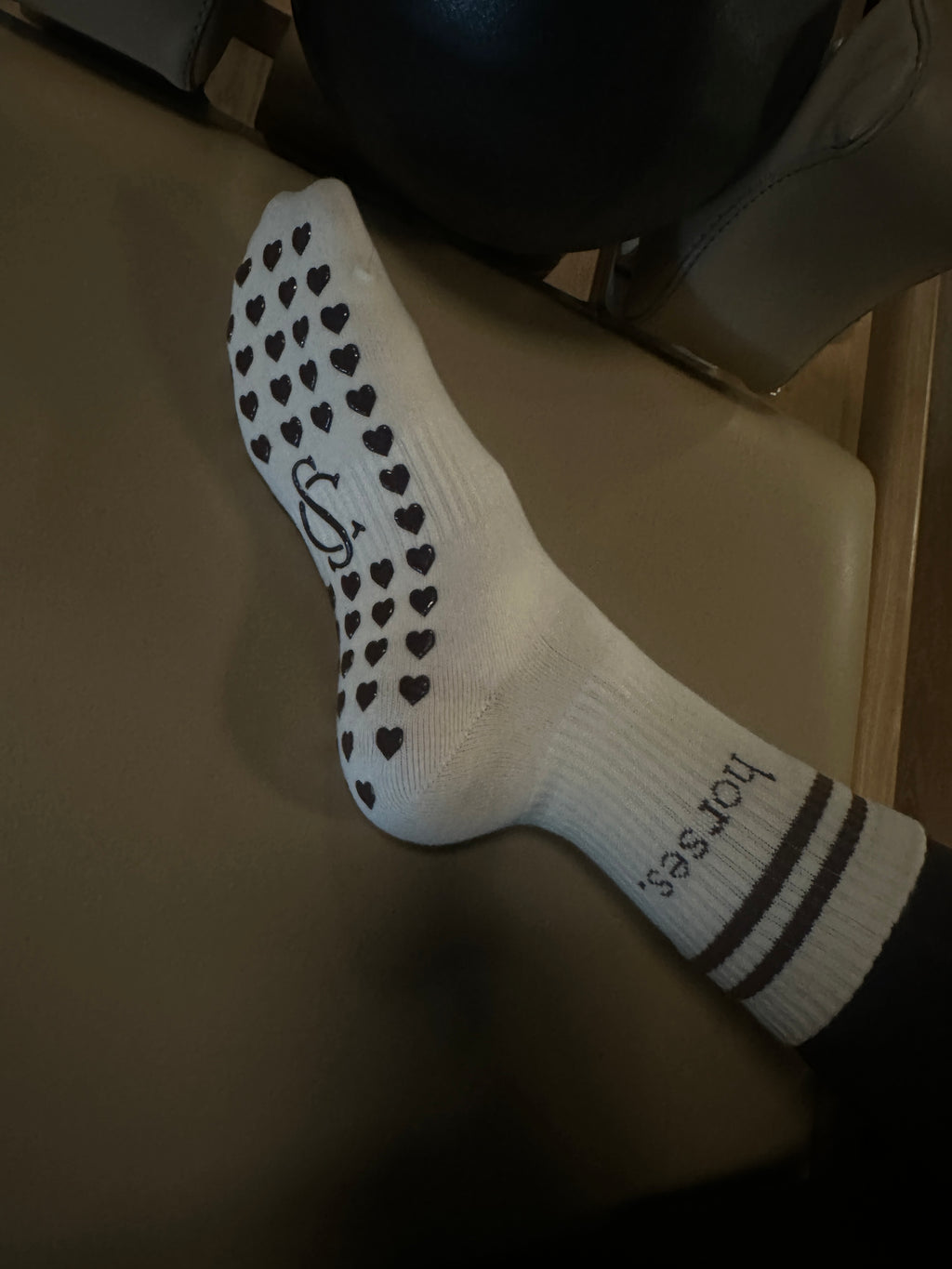 horses. | Pilates Grip Socks | Chocolate Brown and Ivory