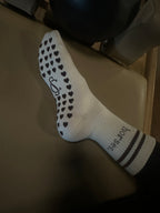 horses. | Pilates Grip Socks | Chocolate Brown and Ivory