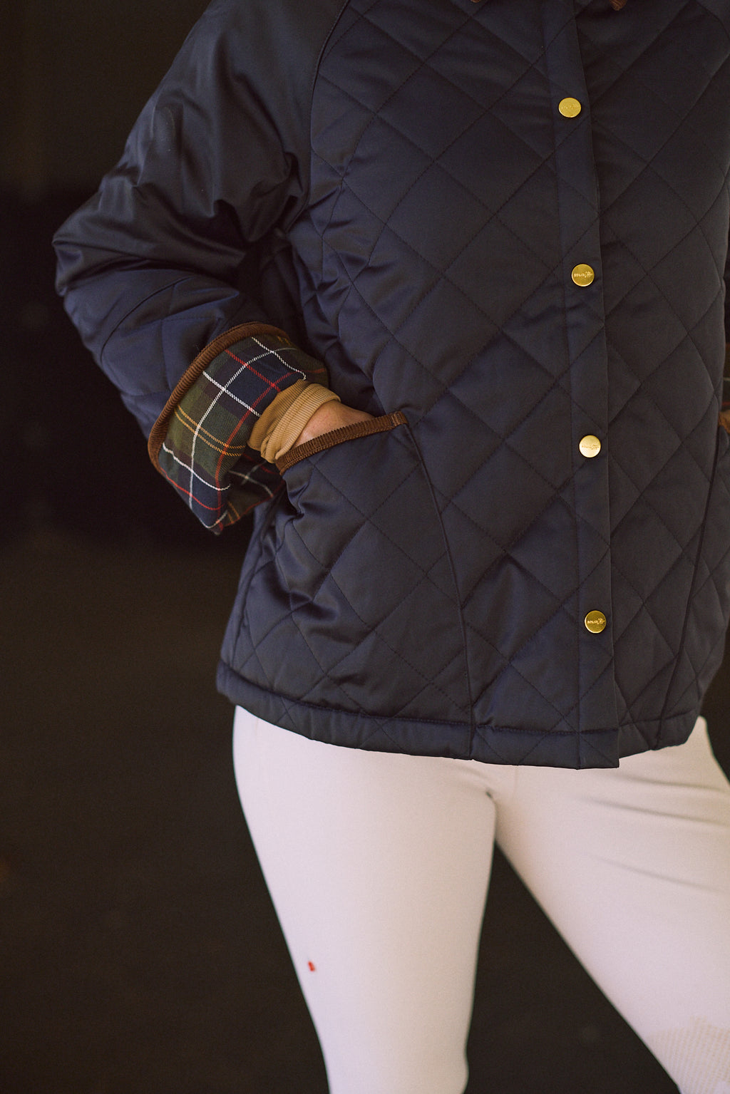 Bowie | Barn Jacket | Durable Satin Quilt | Navy Plaid