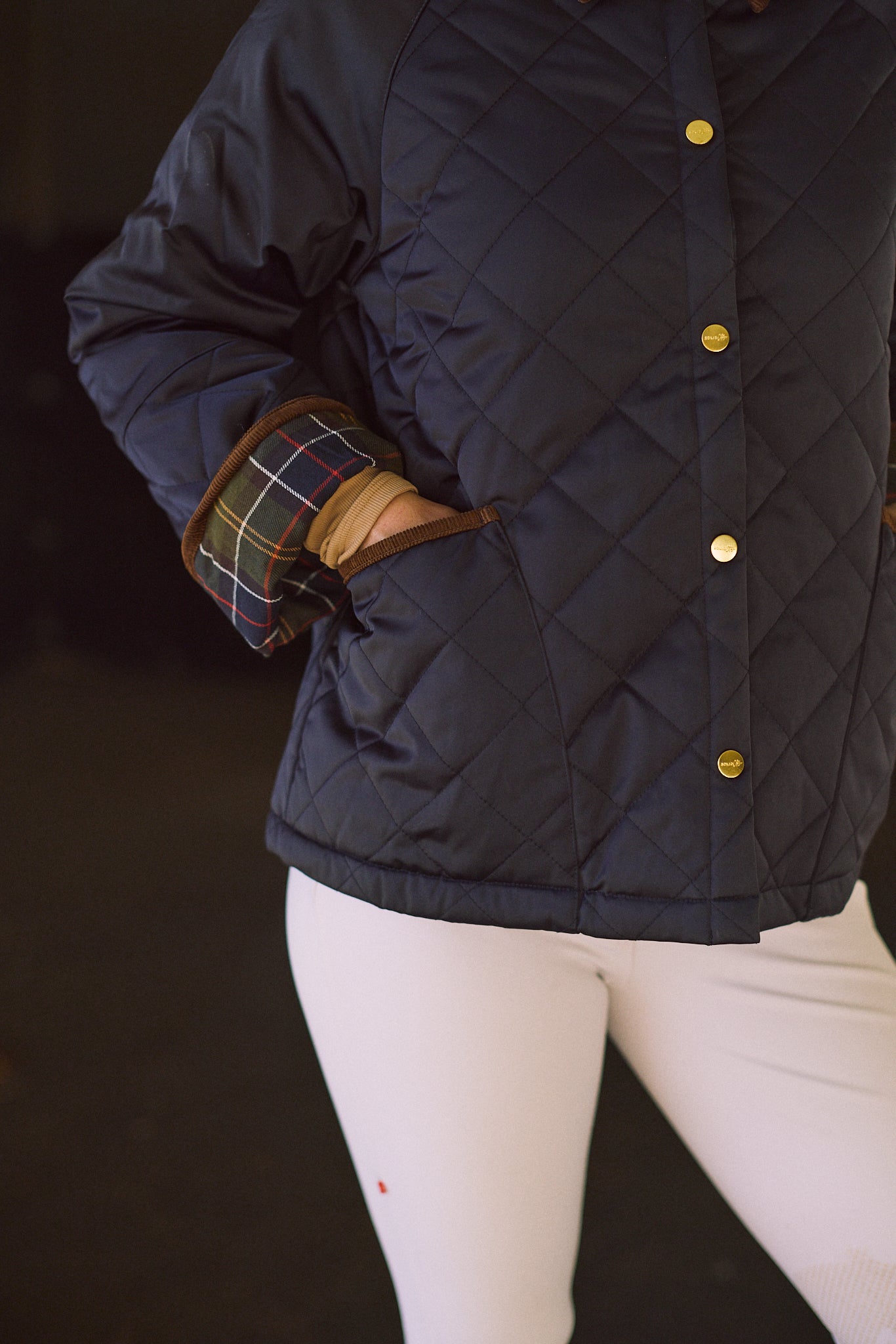 Bowie | Barn Jacket | Durable Satin Quilt | Navy Plaid