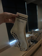 horses. | Pilates Grip Socks | Chocolate Brown and Ivory